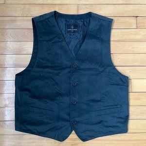 Vtg Gianni Valentino Italy Black Faux Suede Button Front Waistcoat Vest Mens L